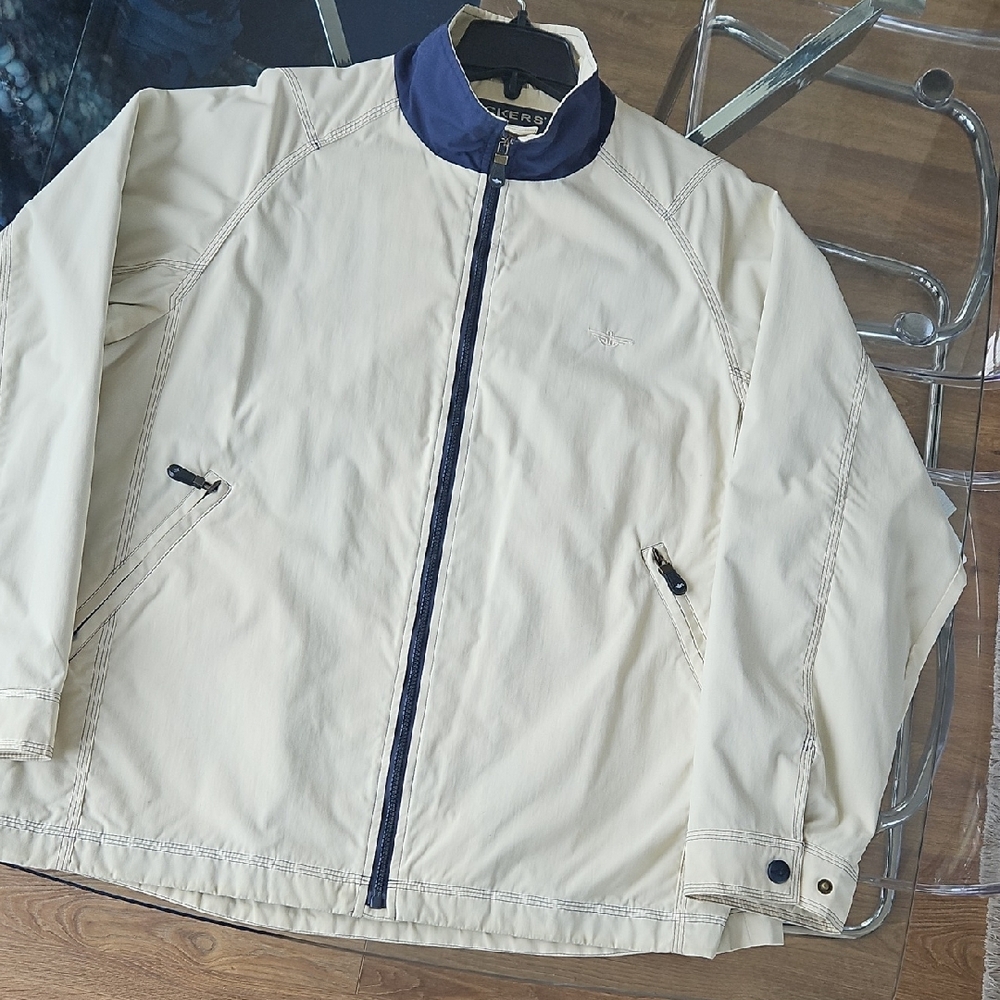 Dockers Cream Lightweight Jacket with Navy Collar